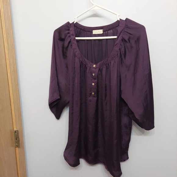Honey punch silk purple button up flowy - Picture 8 of 8